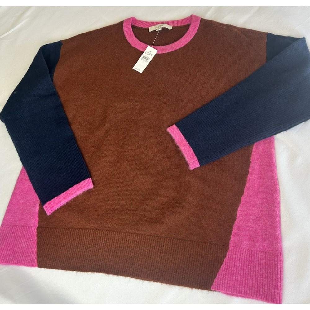 NWT‎ Fun Tri Block Color Pullover Loose Fit Sweater size L